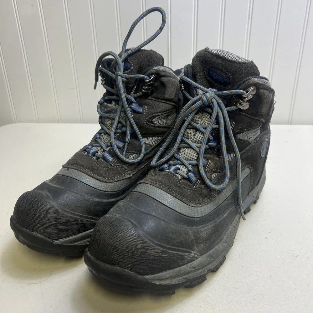 Khombu Fleet Hiking Trail Waterproof Boots 146740 Men's Size 10 Black/Gray/Blue